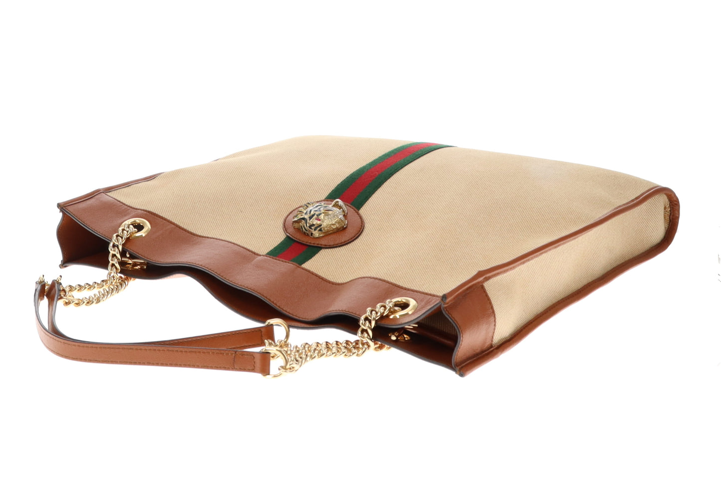 Gucci Canvas and Tan Leather Rajah Tote Bag with Pochette