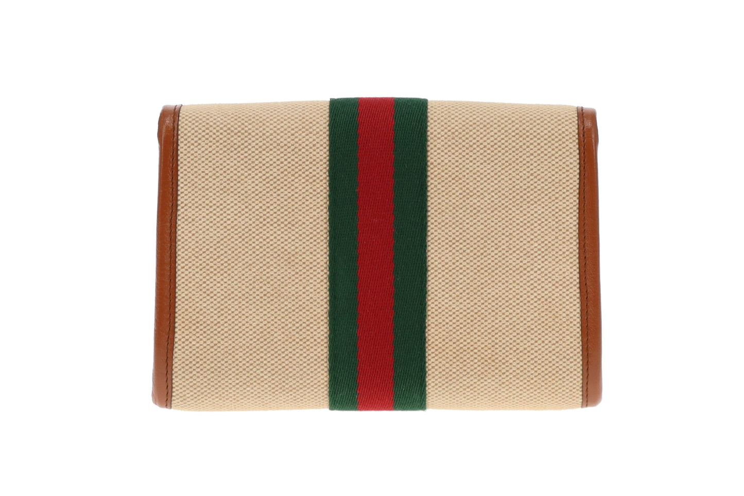 Gucci Canvas and Tan Leather Rajah Mini Chain Bag