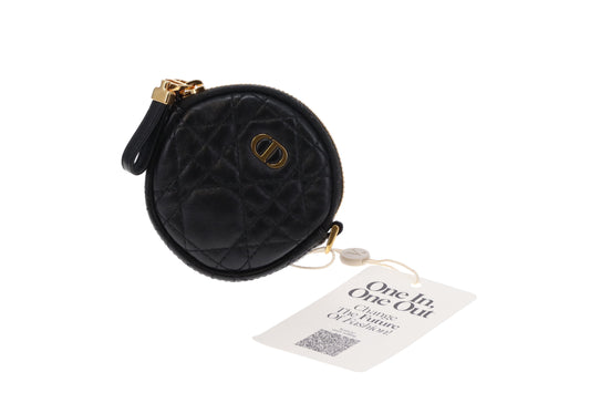 Dior Black Lambskin Mini Cannage Round Caro Crossbody Pouch