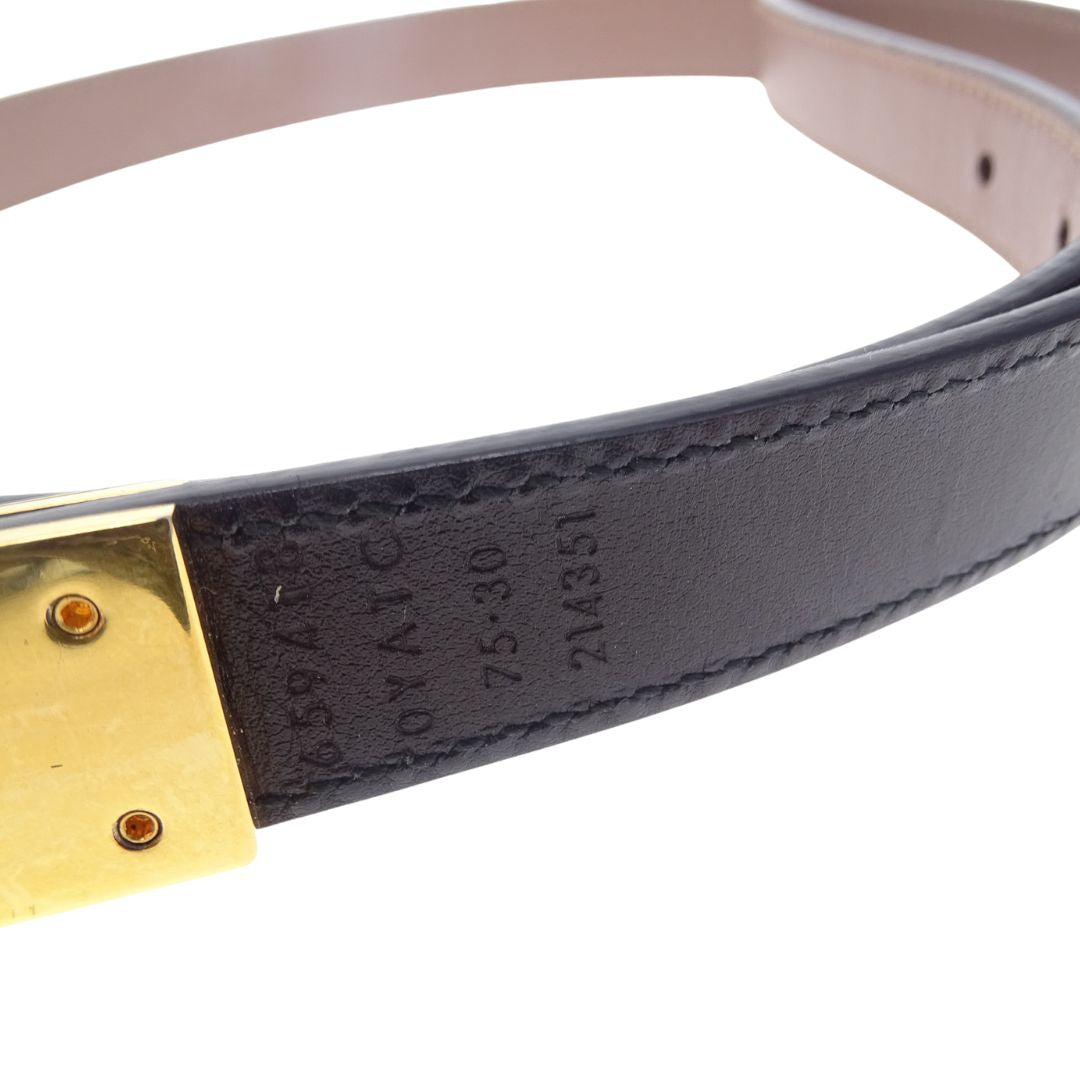 Gucci Pink and Black GG Marmont Reversible Thin Belt 75cm