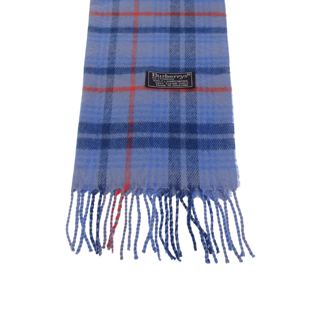 Burberry Blue/Red Check 100% Wool Vintage Scarf