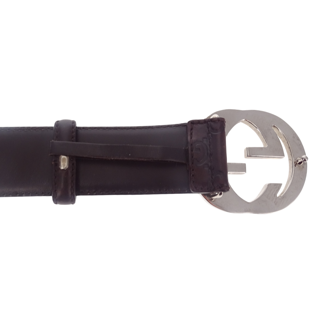 Gucci Dark Brown Guccissima Leather Belt 85cm