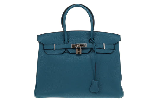 Hermes Blue Izmir Togo Birkin 35 2012 (P in a square)