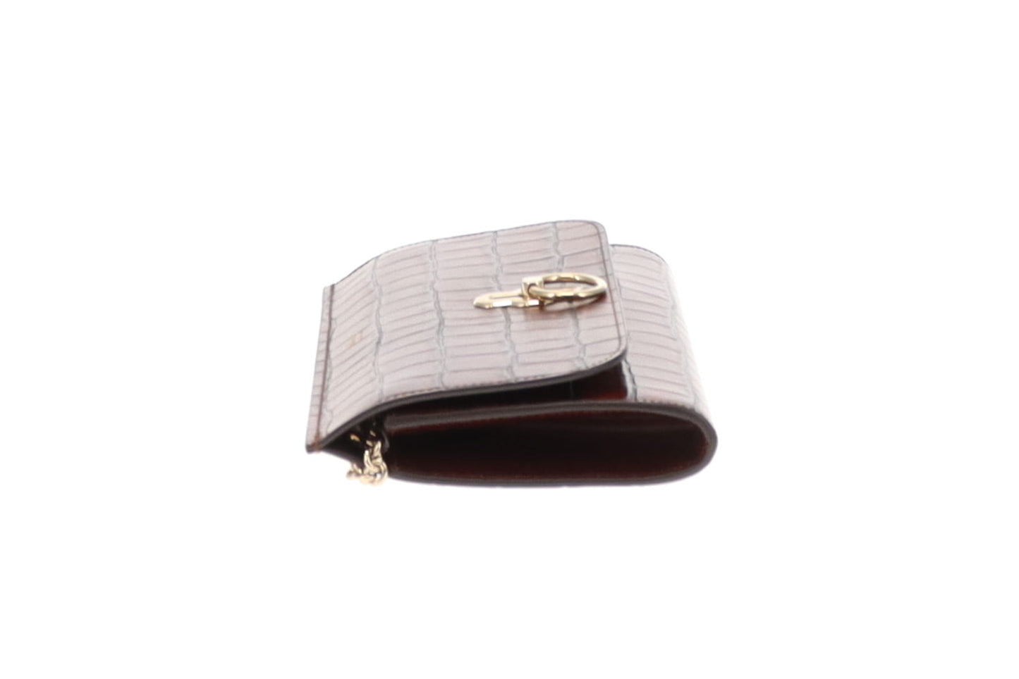 Mulberry Cognac Brown Croc Embossed Amberley Clutch on Chain