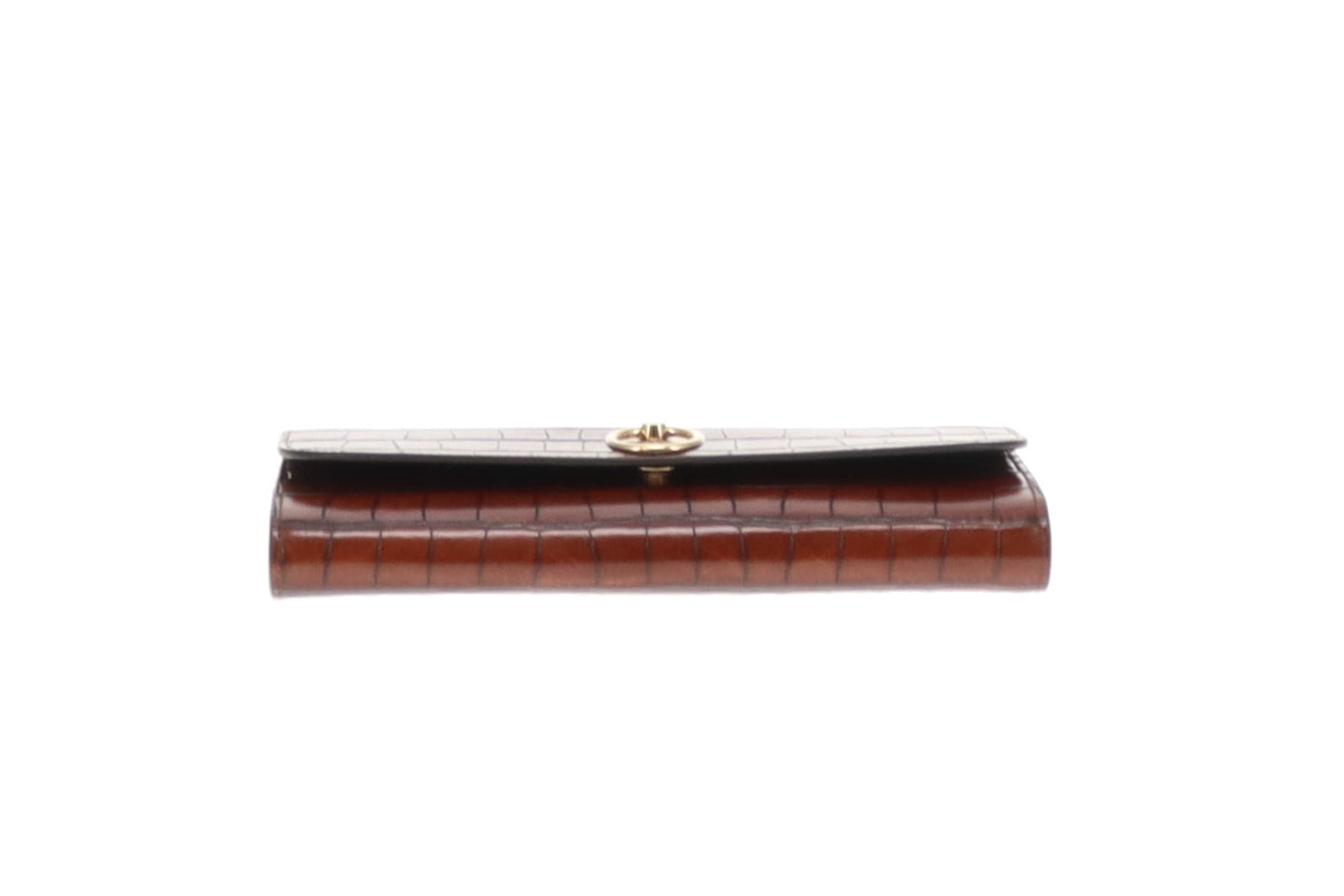 Mulberry Cognac Brown Croc Embossed Amberley Clutch on Chain