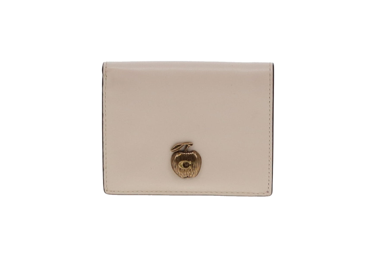 Coach Chalk Leather Apple Logo Folded Wallet