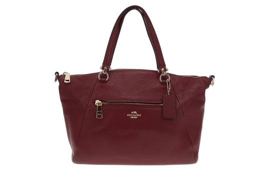 Coach Burgundy Prairie Pebble Leather Satchel Bag