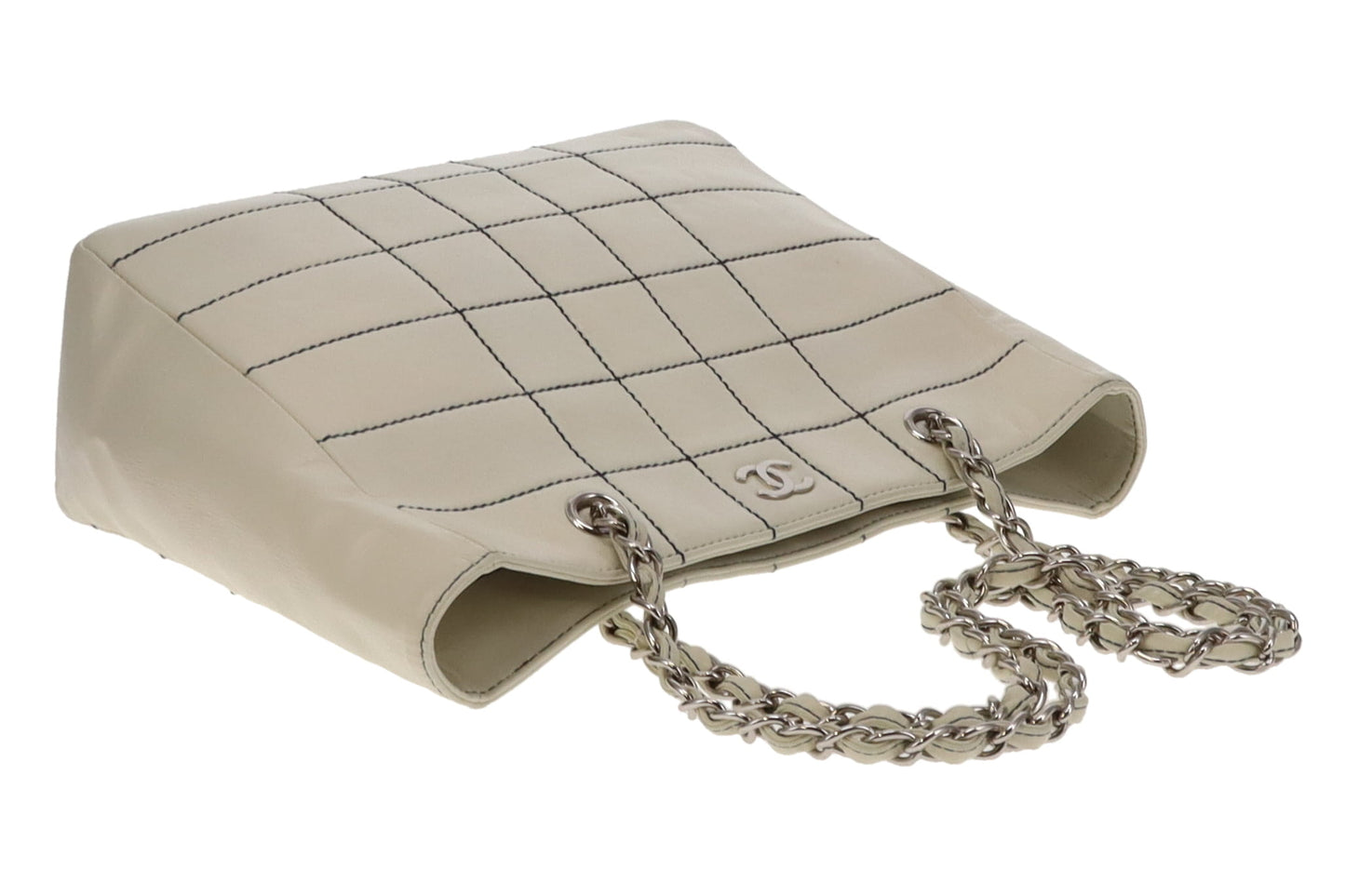 Chanel White Leather Wild Stitch Chain Tote Bag 2002/03