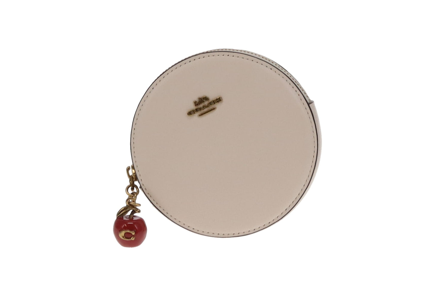 Coach Chalk Leather Apple Zipper Round Coin Purse