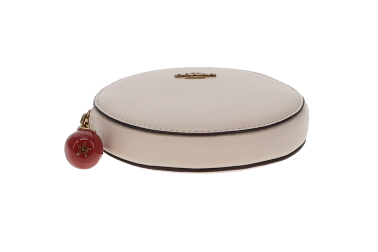 Coach Chalk Leather Apple Zipper Round Coin Purse