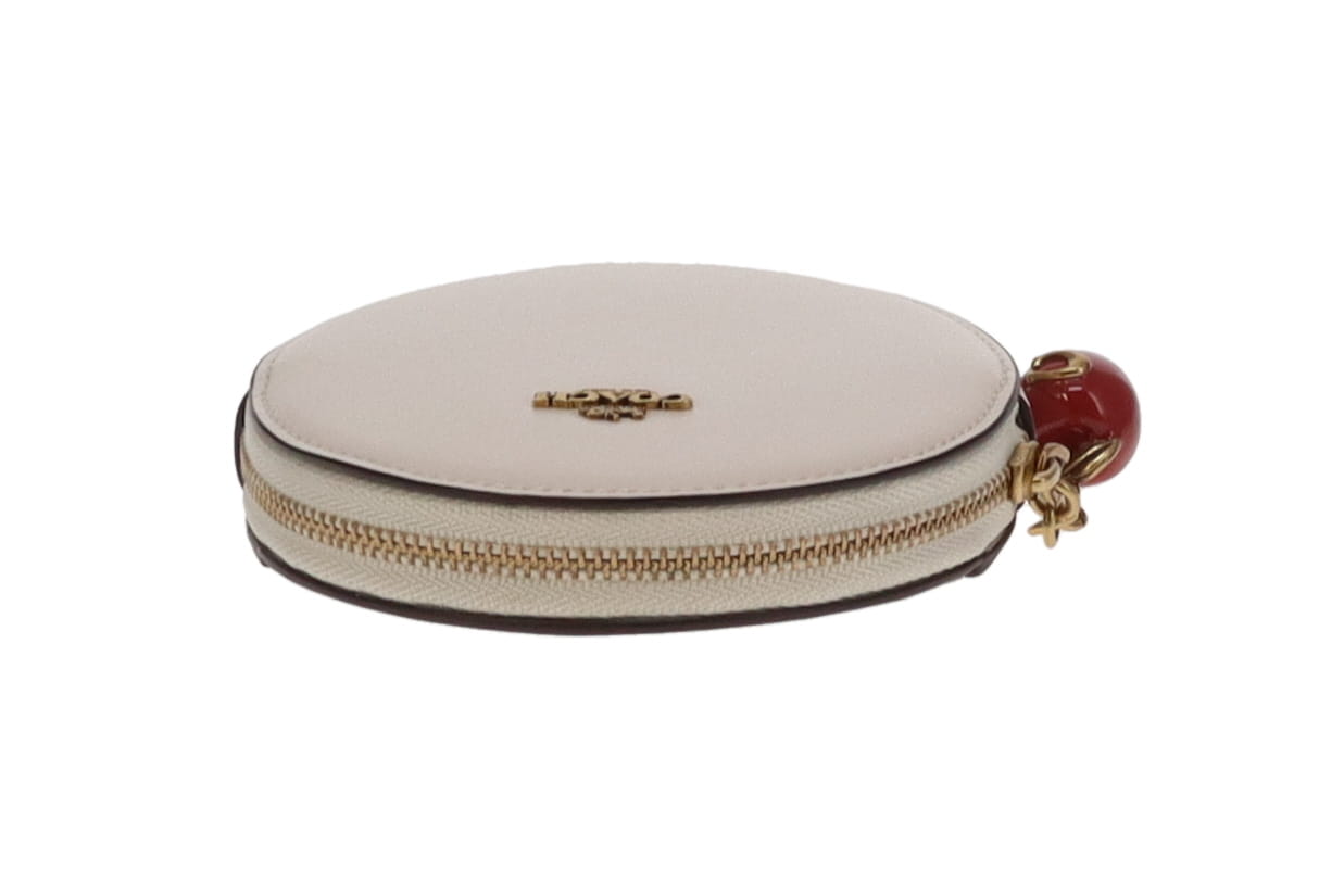 Coach Chalk Leather Apple Zipper Round Coin Purse