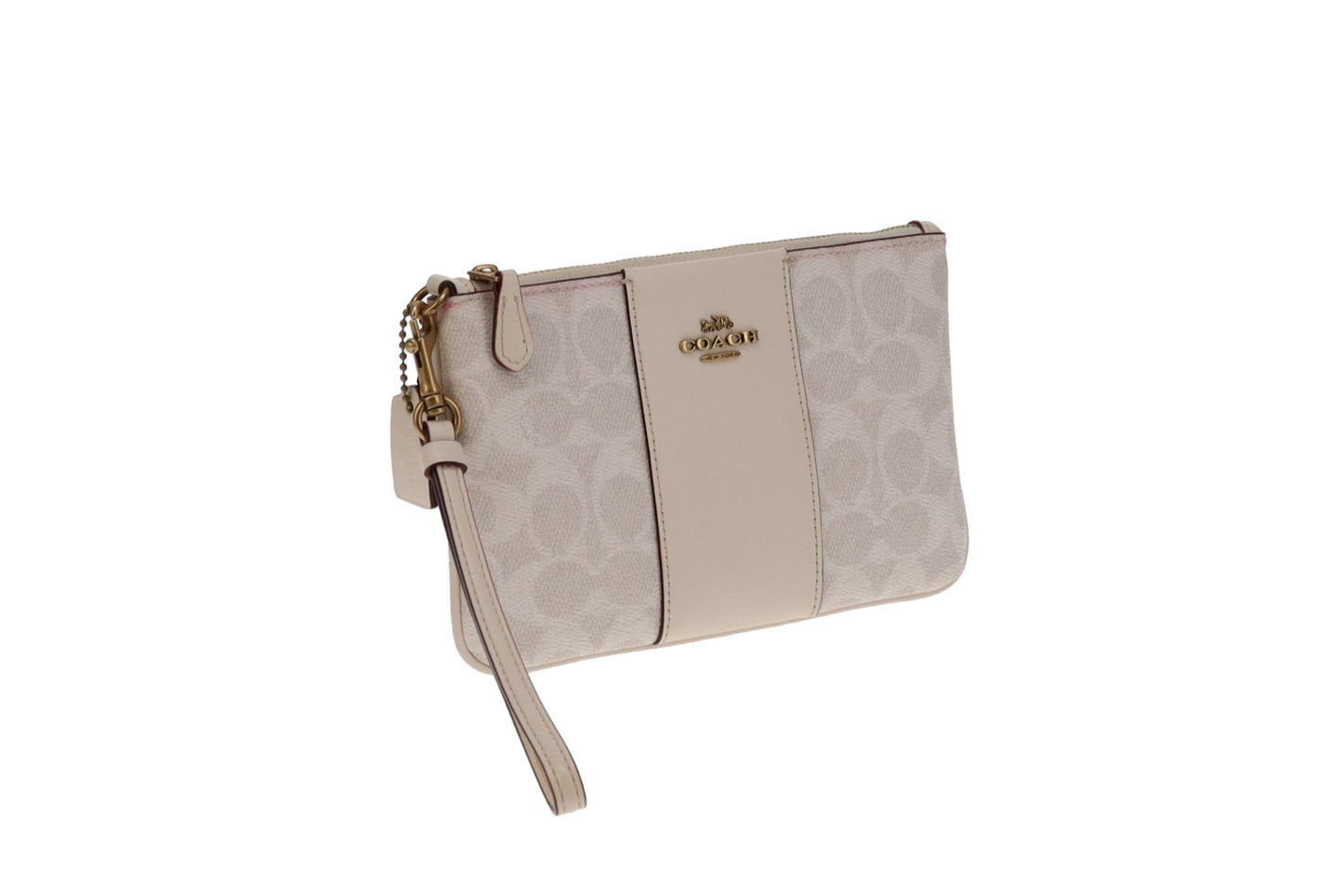 Coach Chalk Leather and Signature Canvas Wristlet