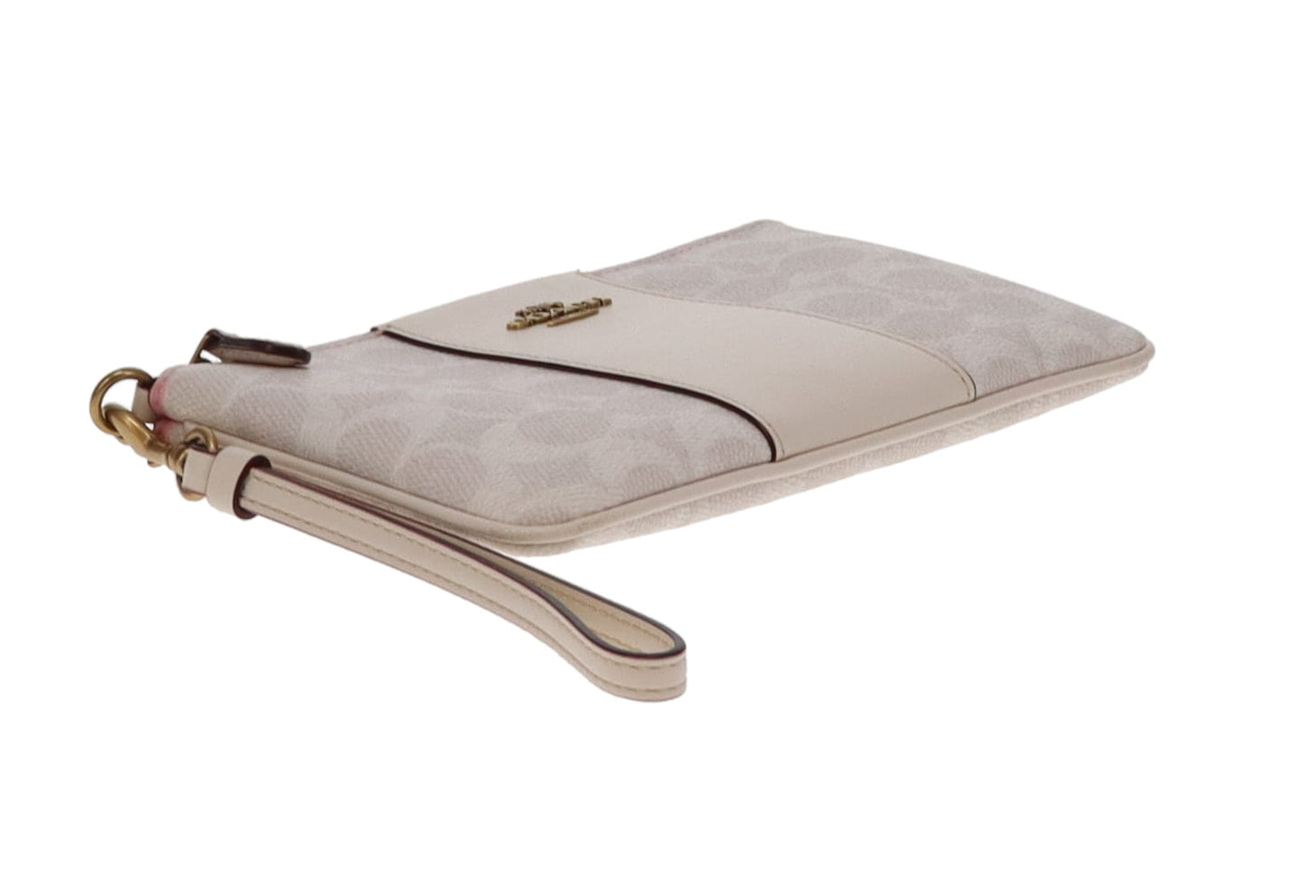 Coach Chalk Leather and Signature Canvas Wristlet