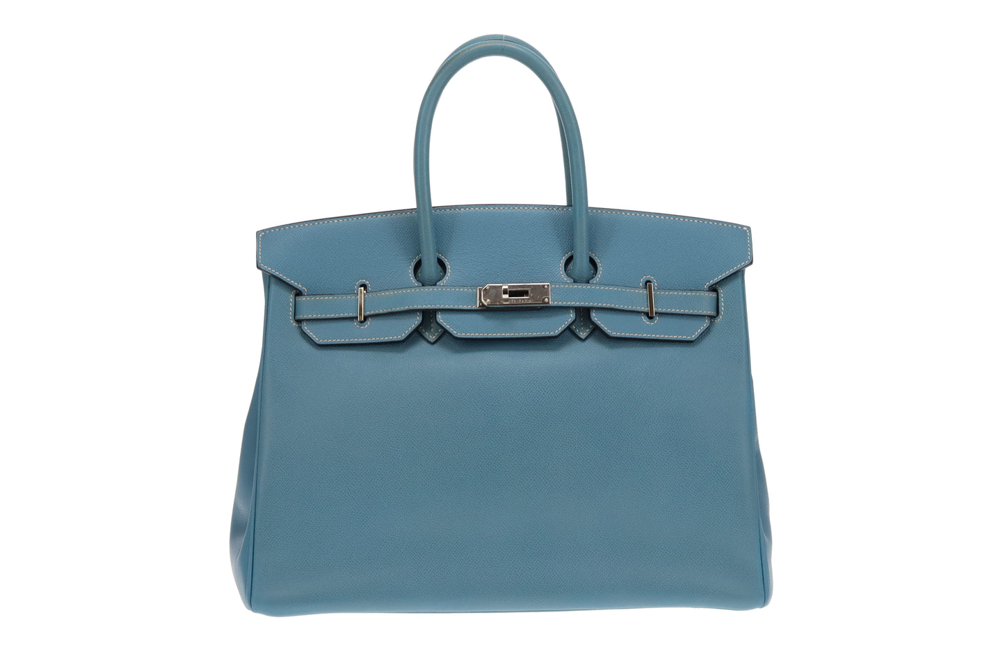 Hermes Birkin 35 Bleu Jean Epsom Retourne Palladium Hardware 2006