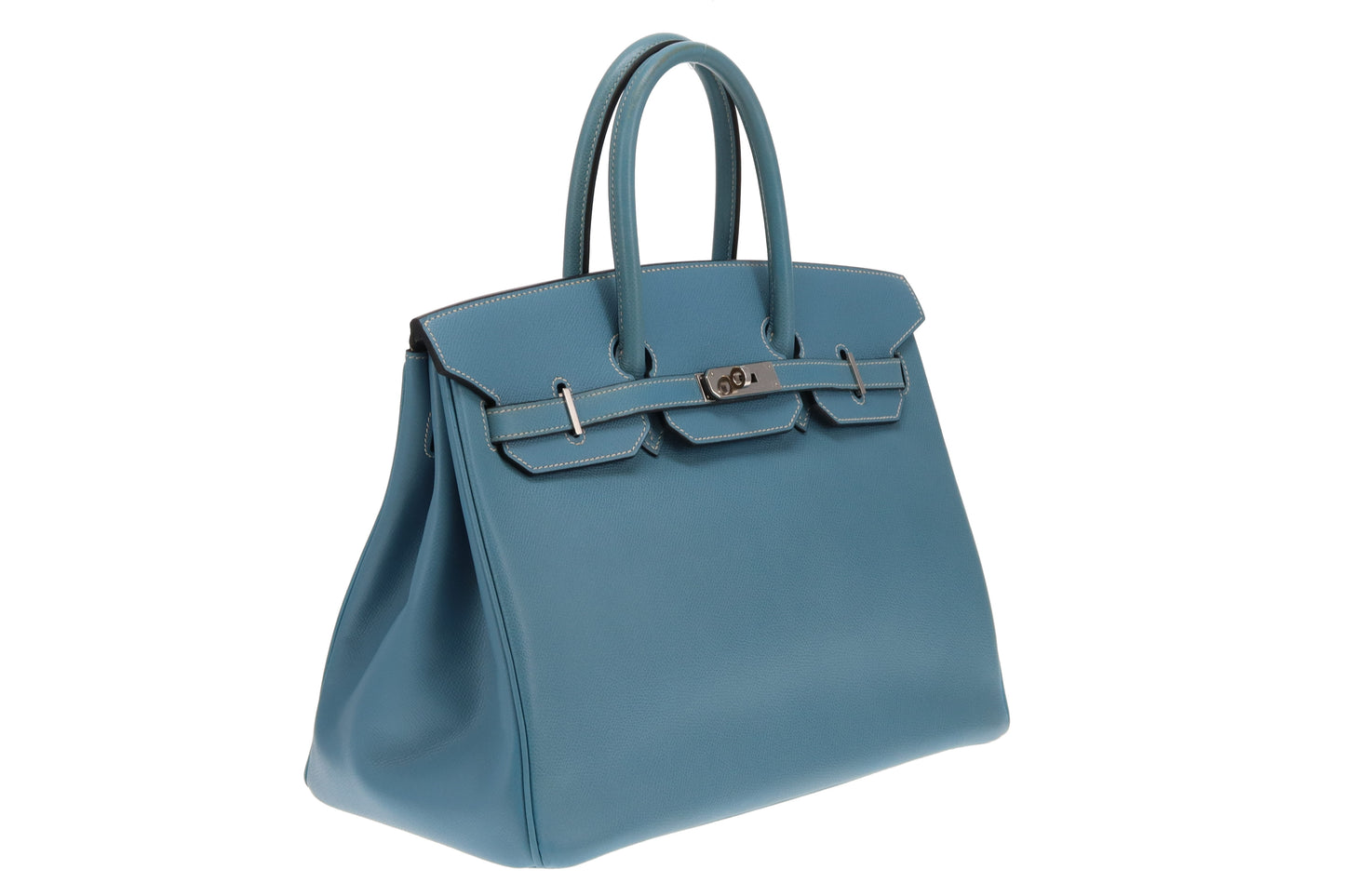 Hermes Birkin 35 Bleu Jean Epsom Retourne Palladium Hardware 2006