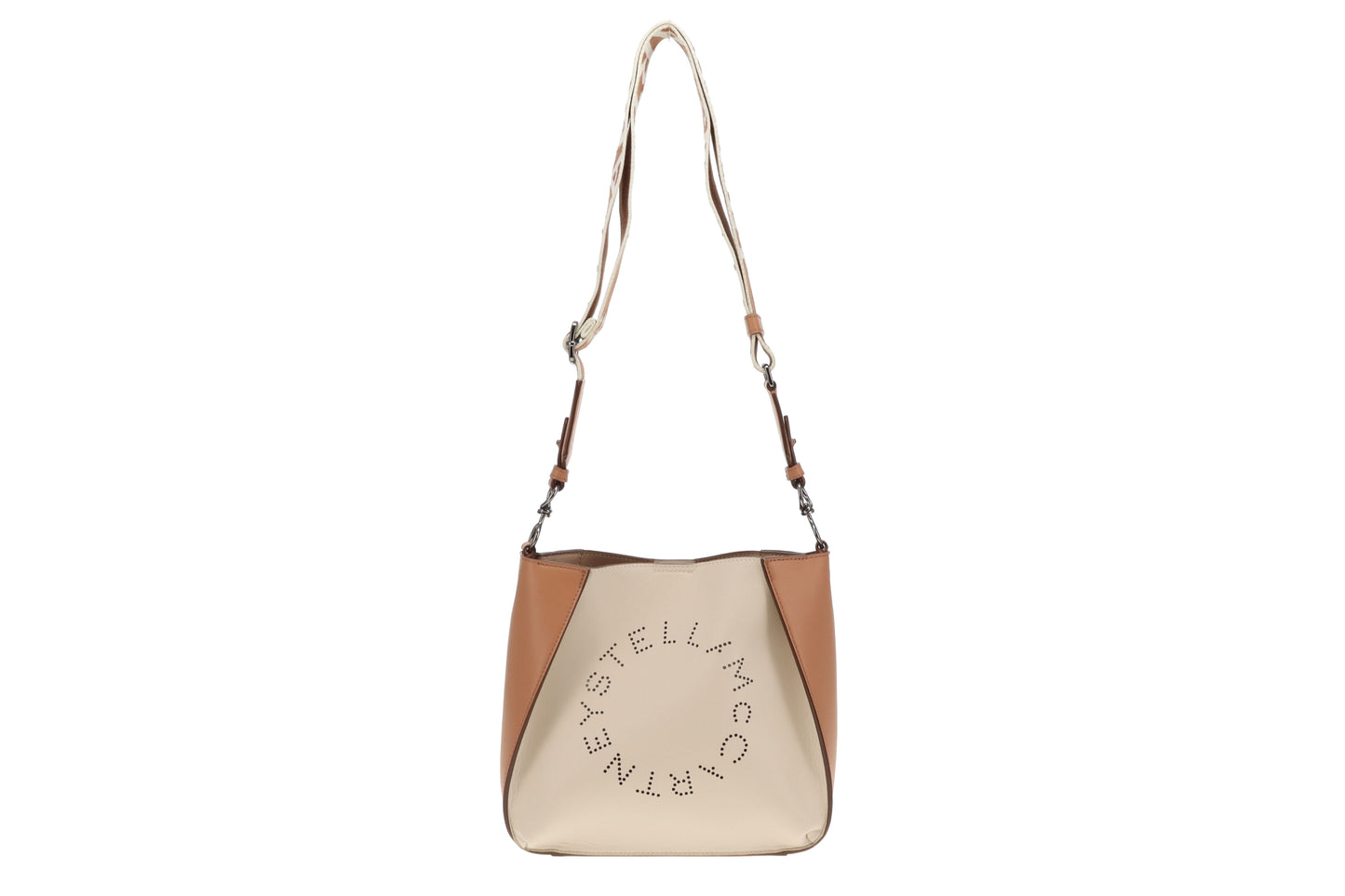 Stella McCartney Neutral Two Tone  Faux Leather Crossbody Bag