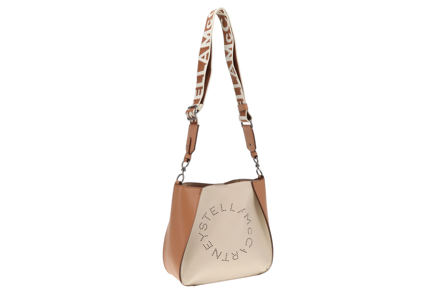 Stella McCartney Neutral Two Tone  Faux Leather Crossbody Bag