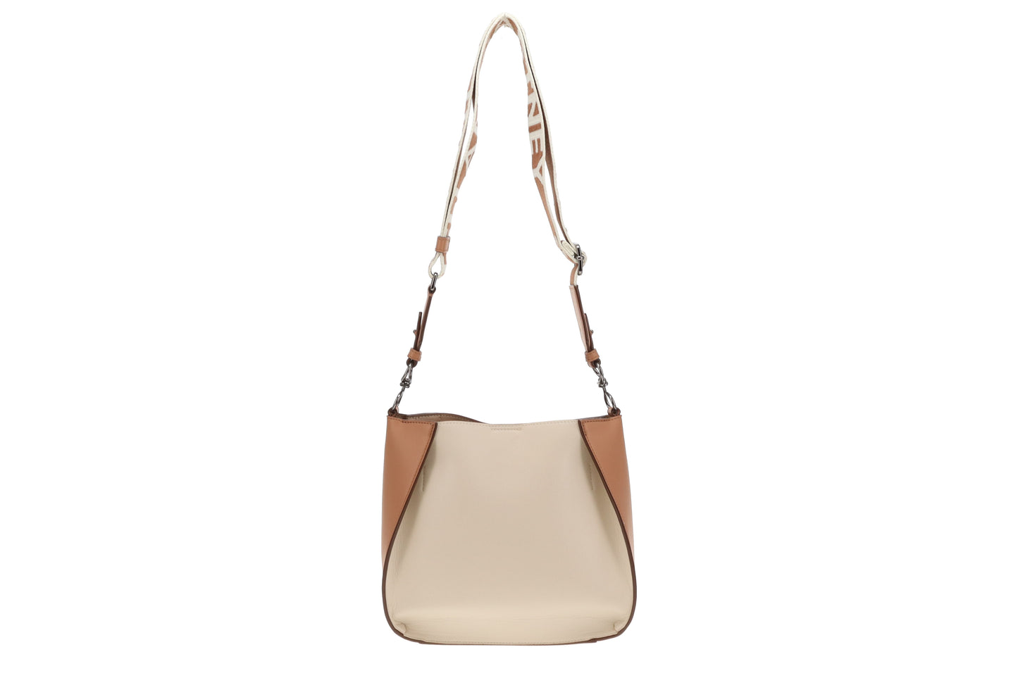 Stella McCartney Neutral Two Tone  Faux Leather Crossbody Bag