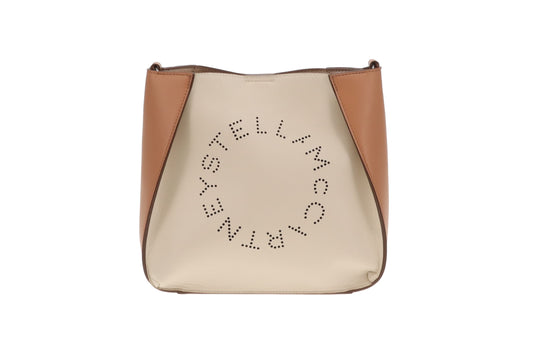 Stella McCartney Neutral Two Tone  Faux Leather Crossbody Bag