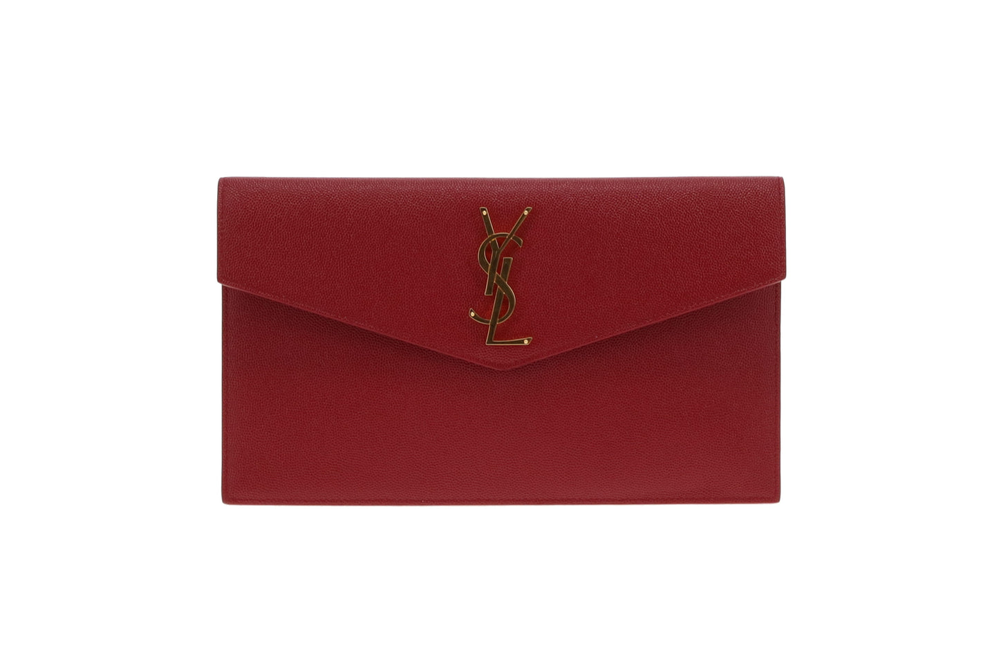 Saint Laurent Red Grain De Poudre Uptown Pouch