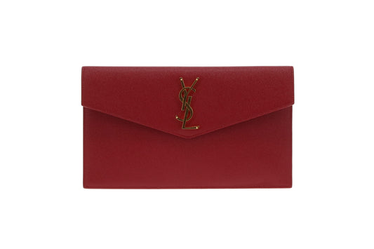 Saint Laurent Red Grain De Poudre Uptown Pouch