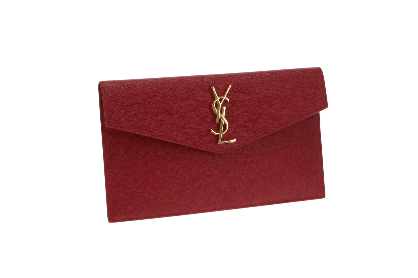 Saint Laurent Red Grain De Poudre Uptown Pouch