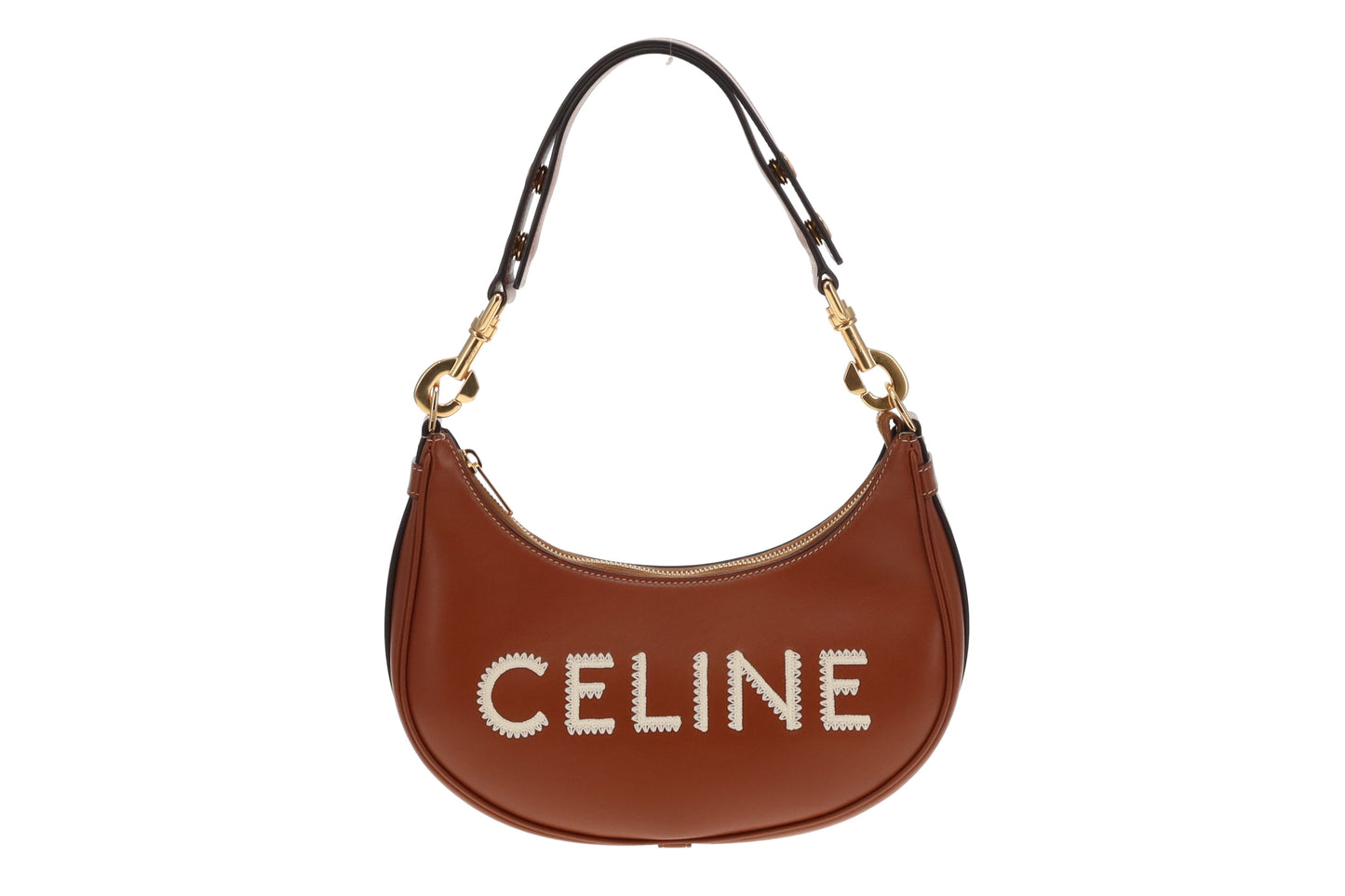 Celine Tan Leather Logo Medium Ava Bag