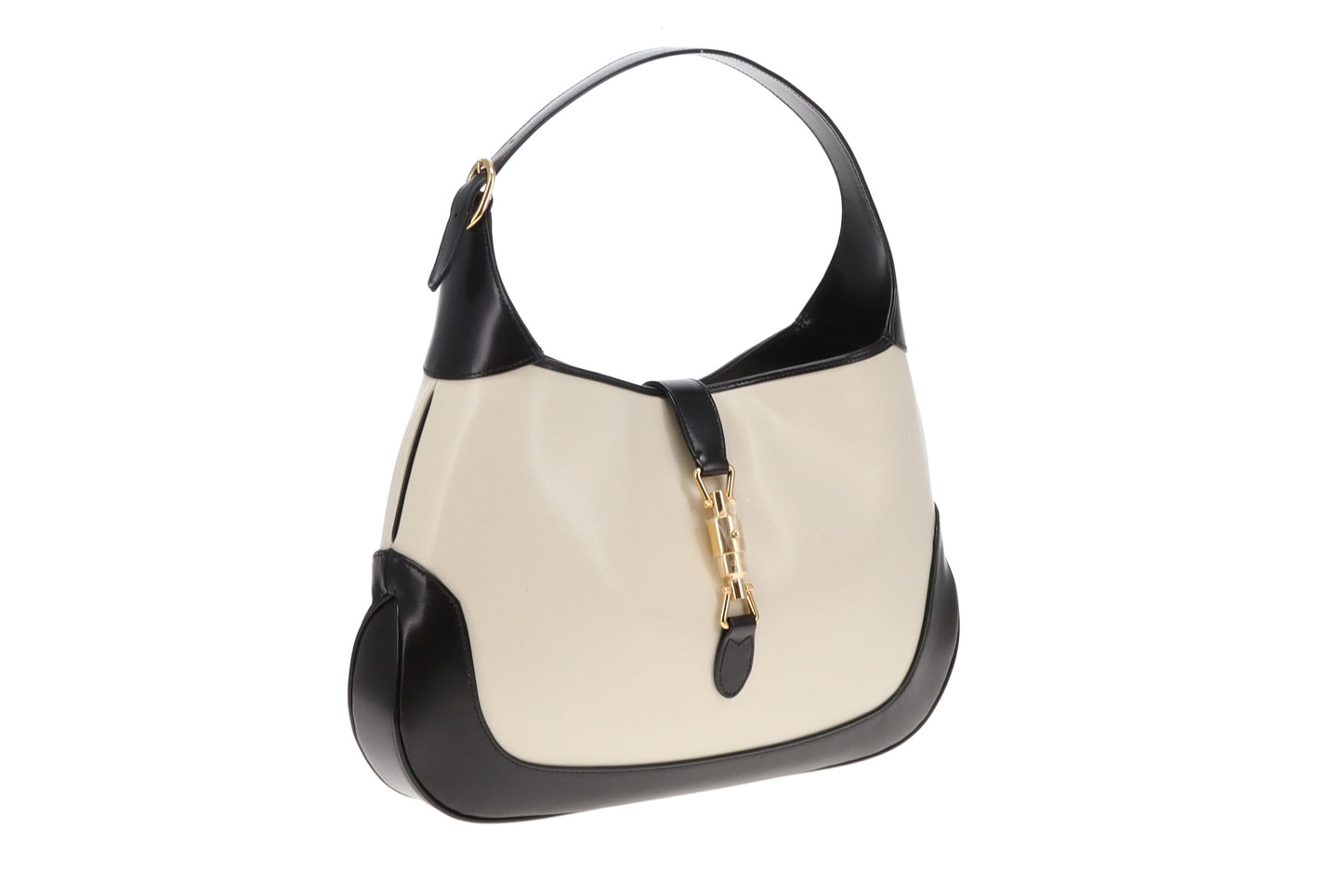 Gucci Black/White Smooth Leather Medium Jackie