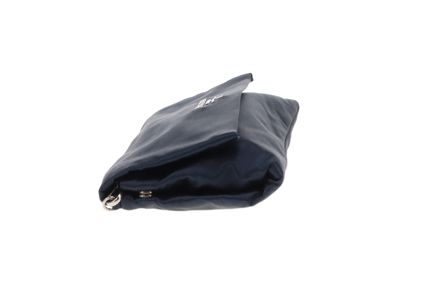 Prada Navy Blue Satin Flap Clutch on Strap