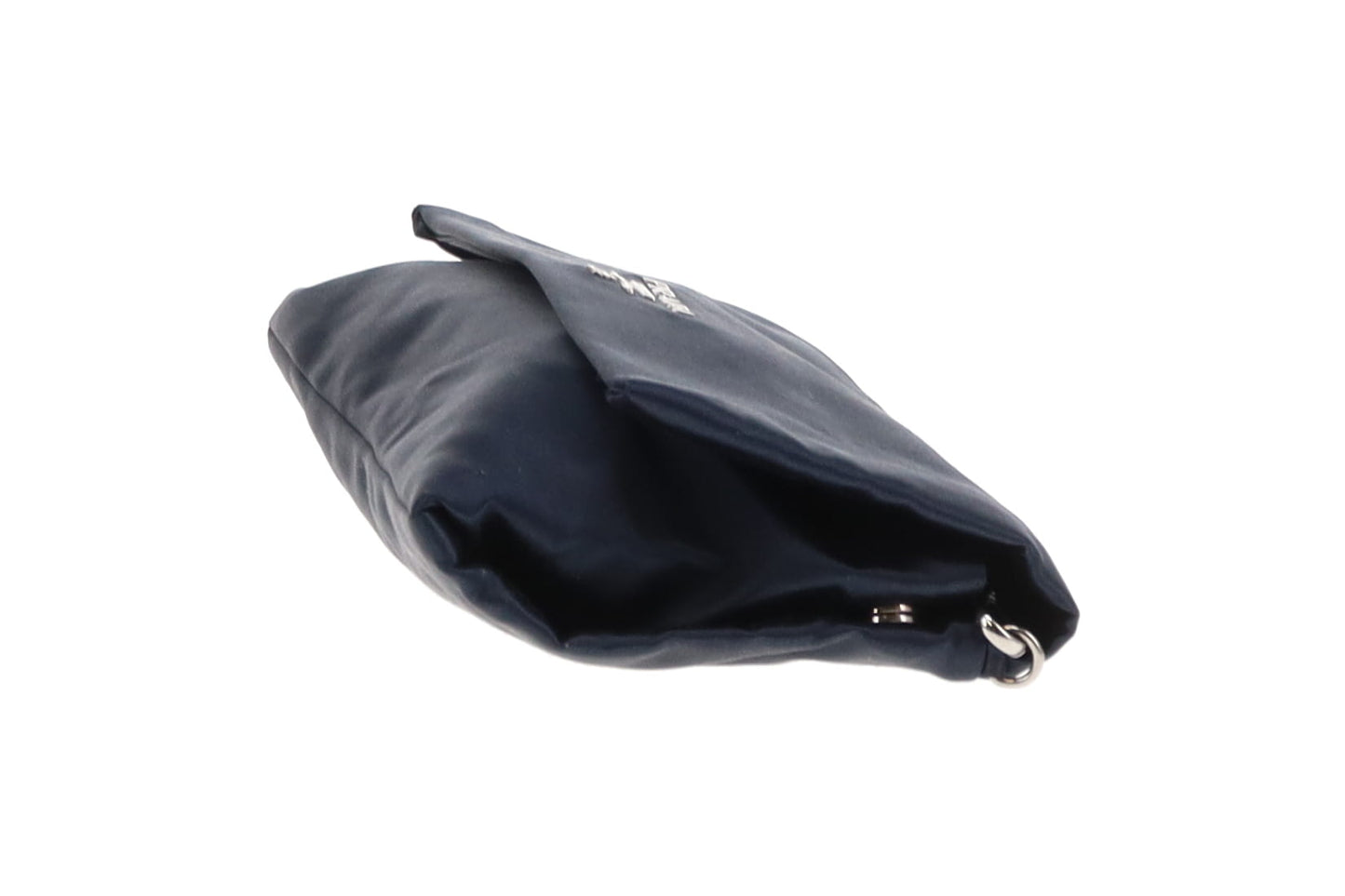 Prada Navy Blue Satin Flap Clutch on Strap