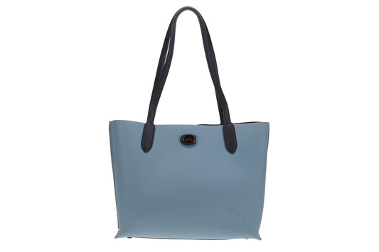 Coach Blue Leather Signature Interior Willow Tote