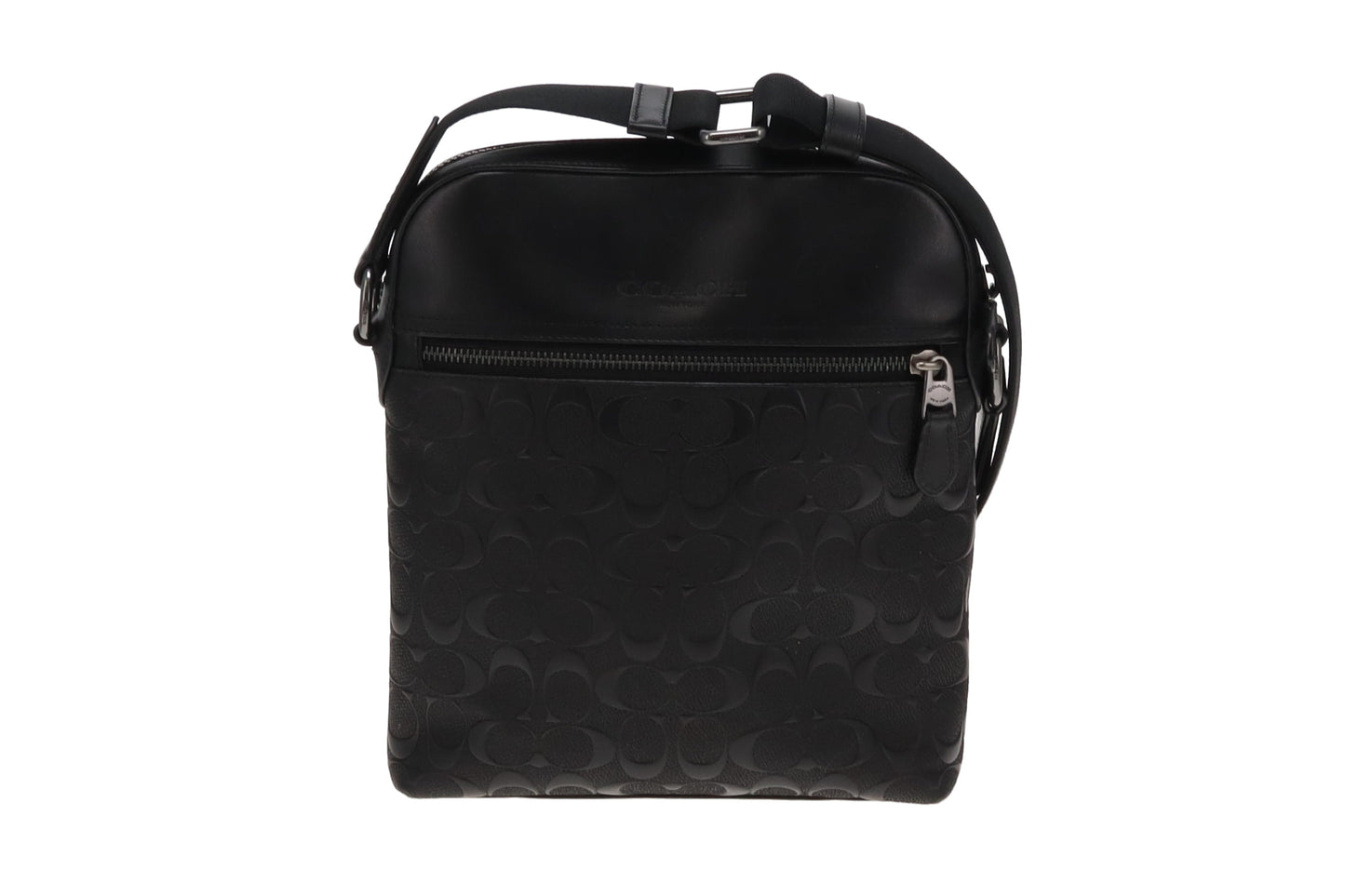 Coach All Black Signature Leather Messenger