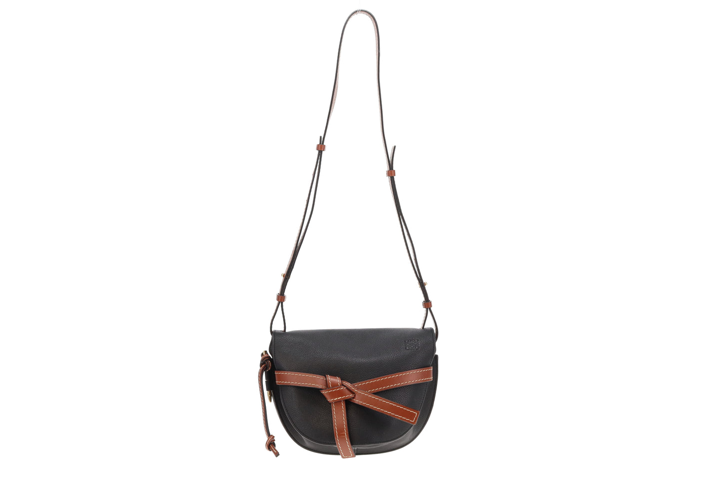 Loewe Small Gate In Soft Black Calfskin & Pecan