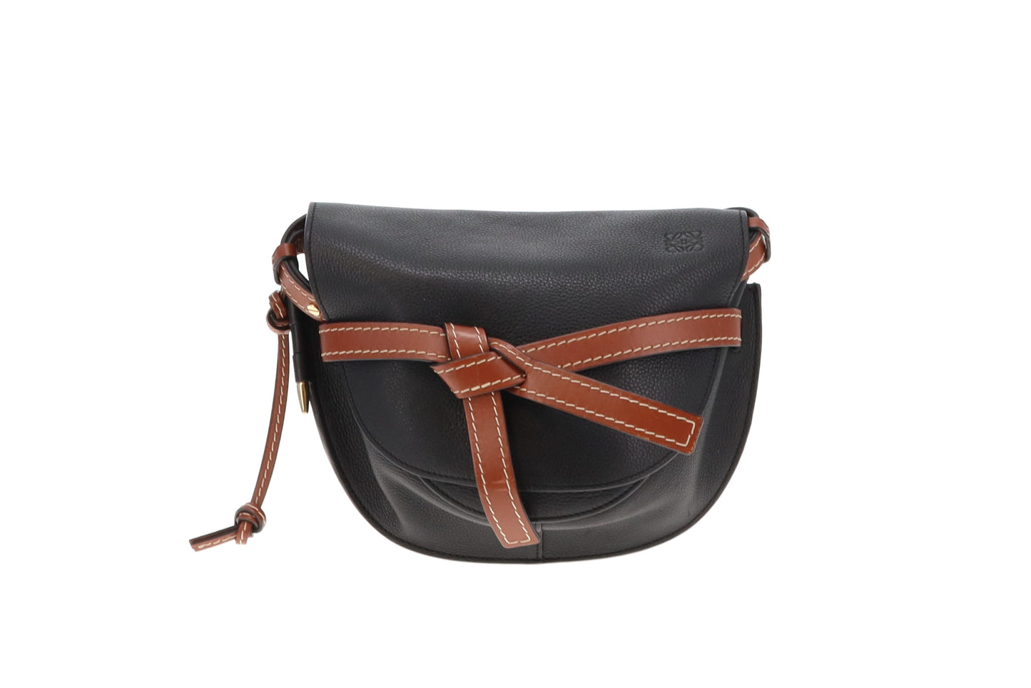 Loewe Small Gate In Soft Black Calfskin & Pecan