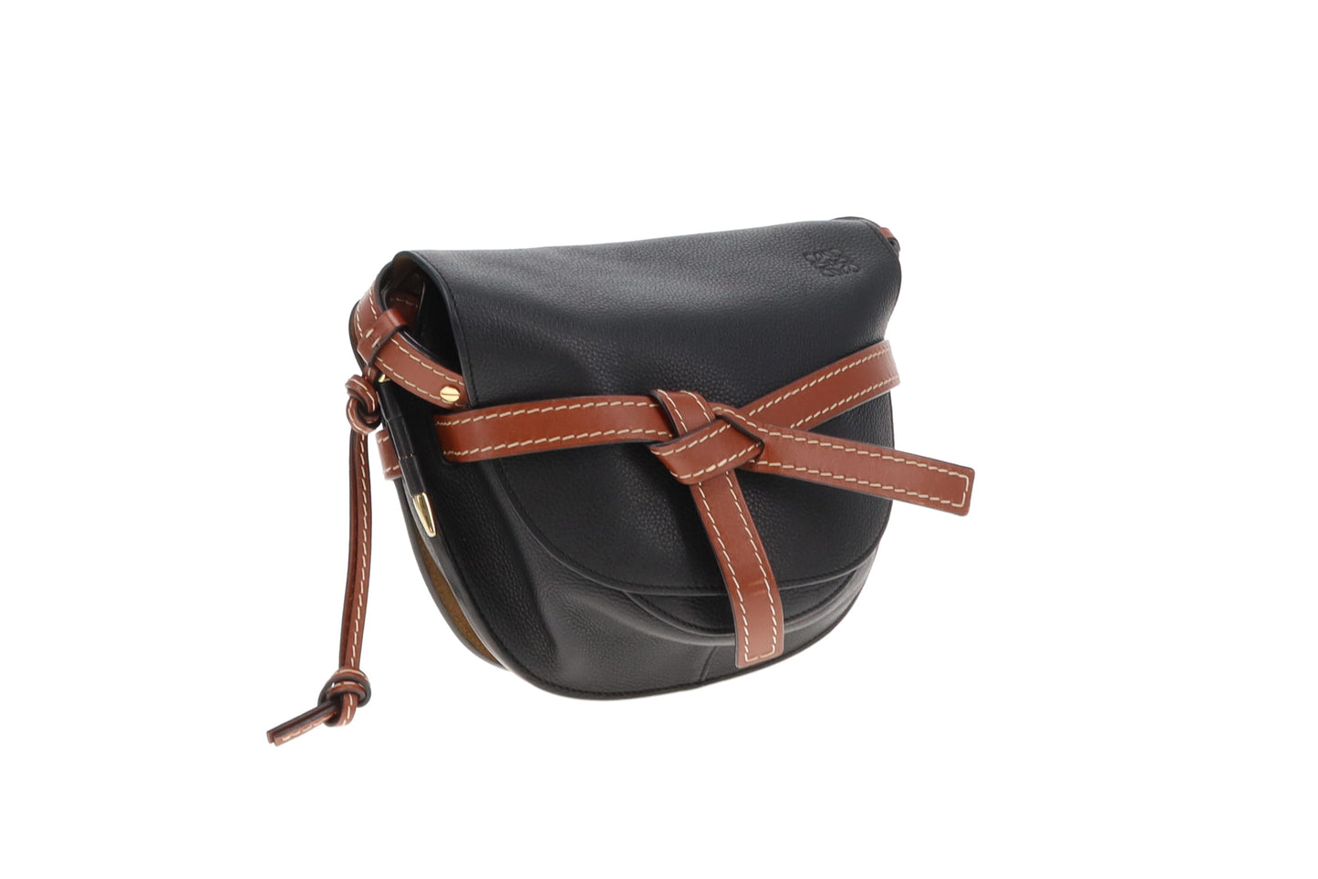 Loewe Small Gate In Soft Black Calfskin & Pecan