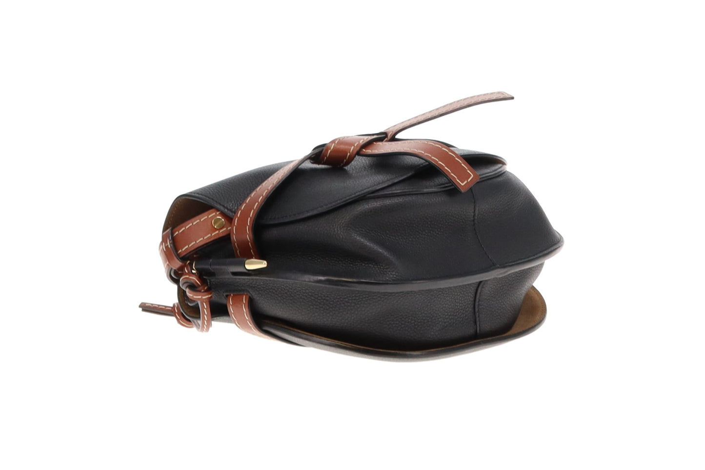 Loewe Small Gate In Soft Black Calfskin & Pecan