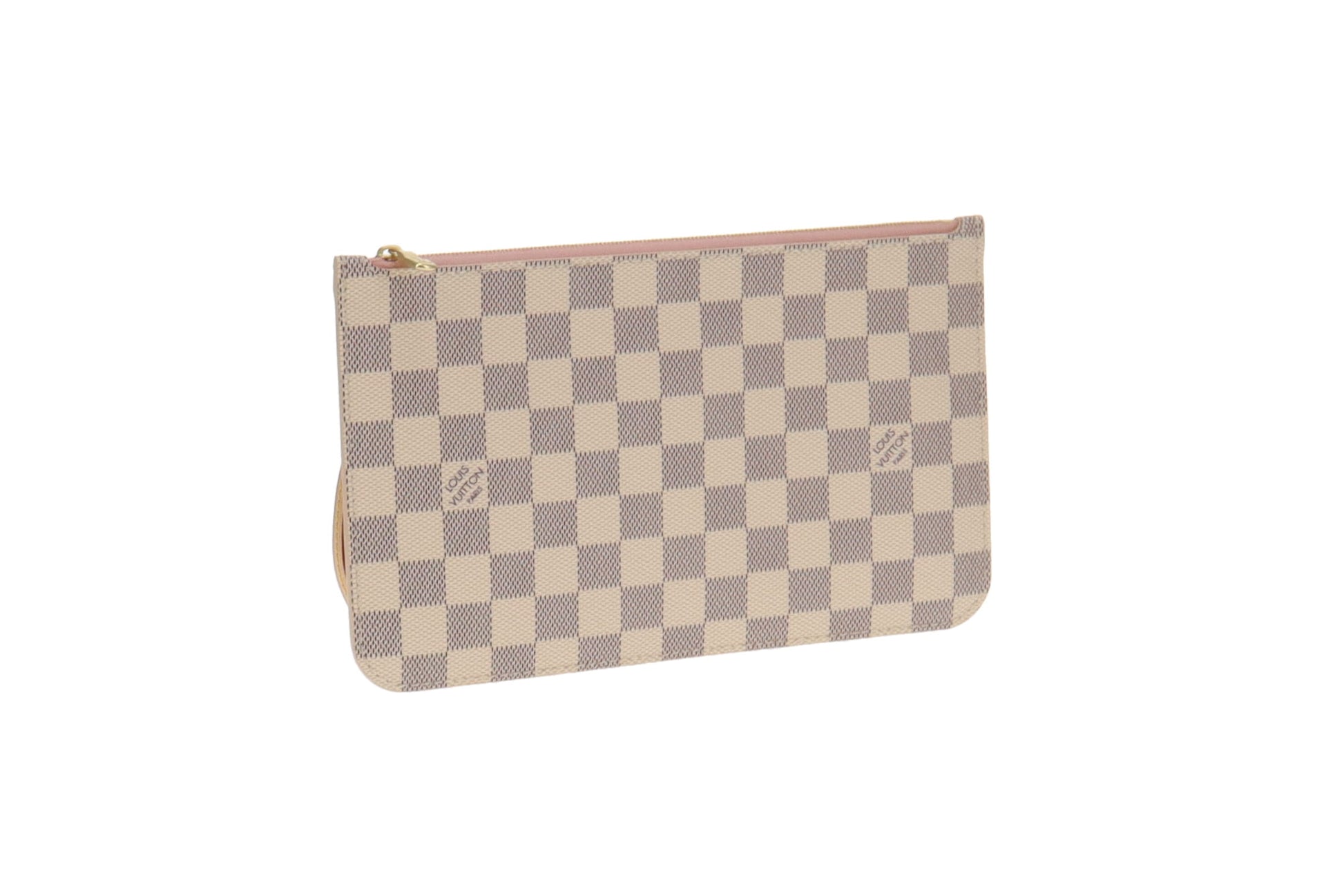 Louis Vuitton Neverfull Pochette Pouch Damier Ebene Brown Rose Ballerine