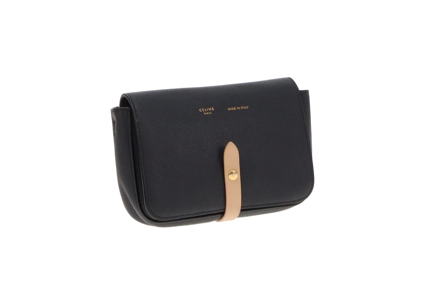 Celine Navy and Tan Leather Strap Clutch