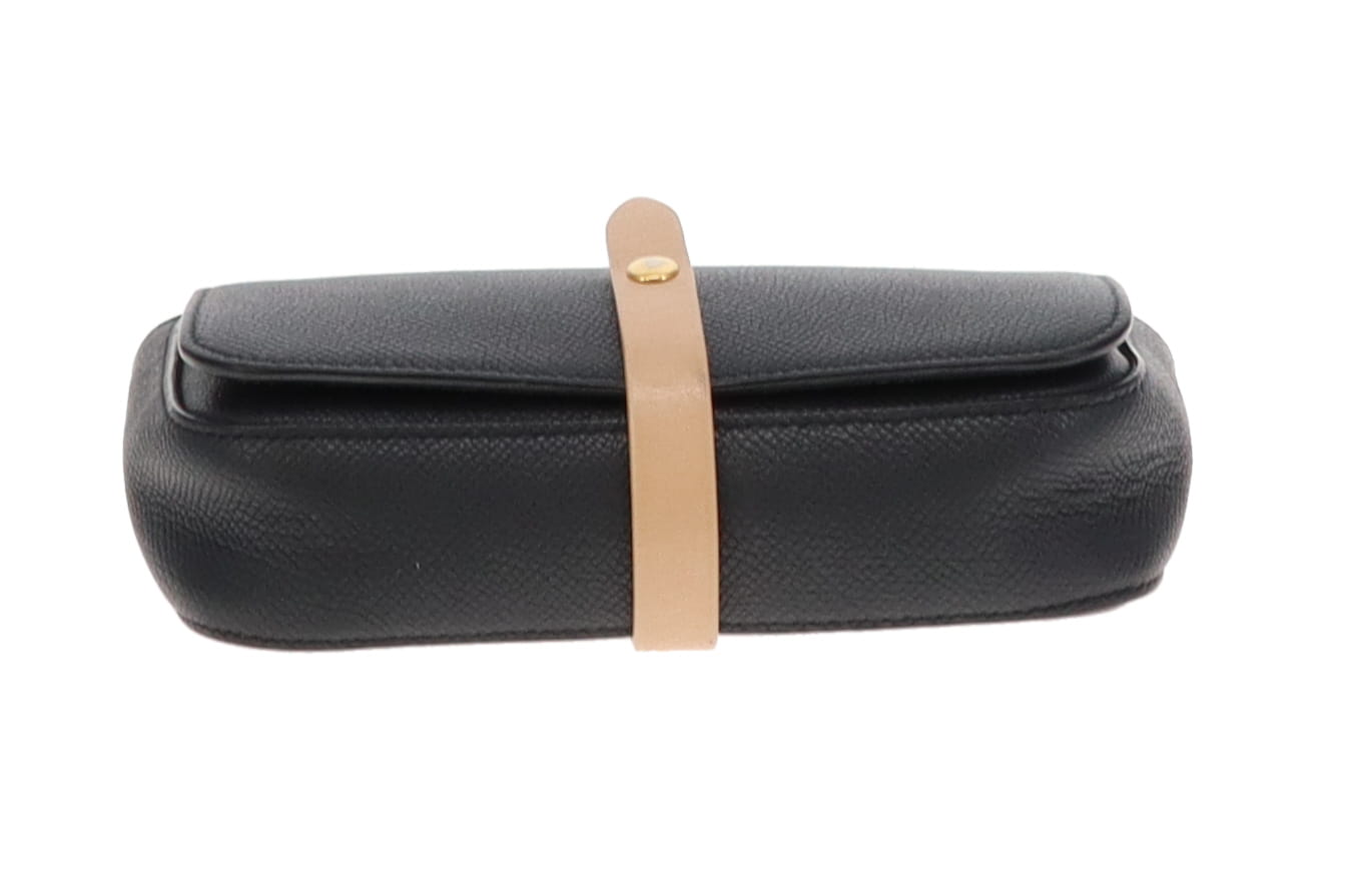 Celine Navy and Tan Leather Strap Clutch