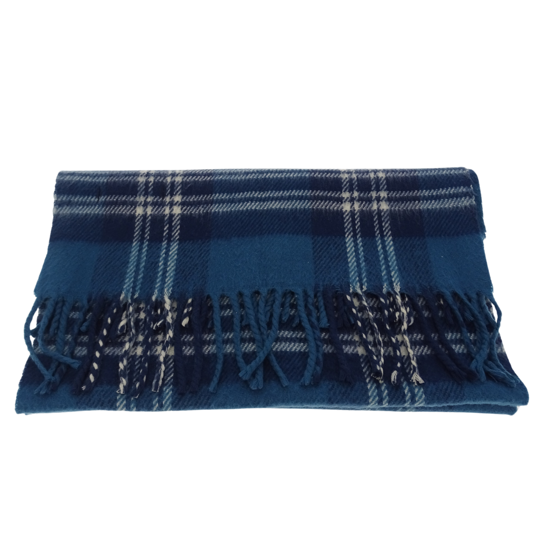 Burberry Blue Check 100% Wool Vintage Scarf