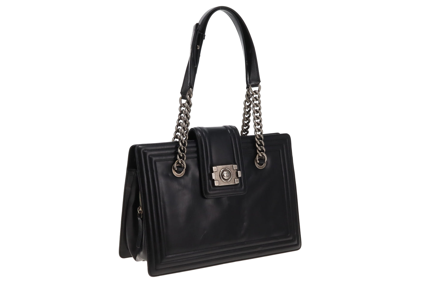 Chanel 2011 Reverso Boy Tote In Glazed Calfskin