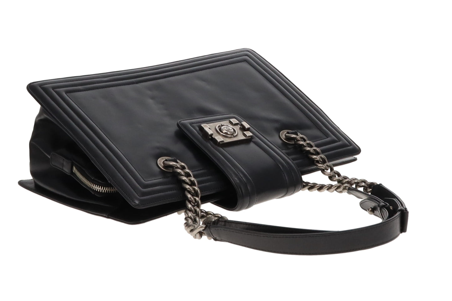 Chanel 2011 Reverso Boy Tote In Glazed Calfskin