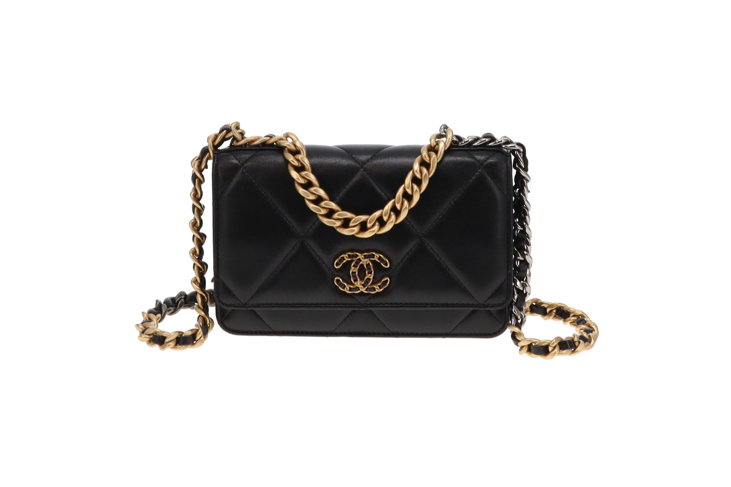 Chanel 19 Wallet On Chain Black Shiny Lambskin Mixed Tone Hardware RRP €3900