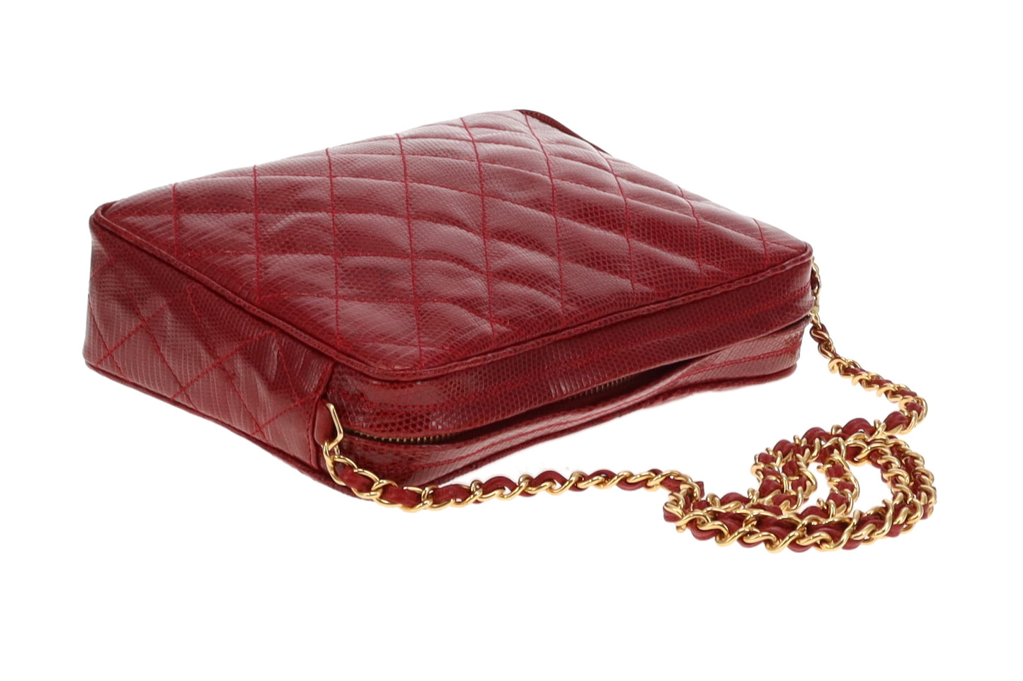 Chanel Vintage Red Coated Caviar Camera Bag With Tassel 1986/88