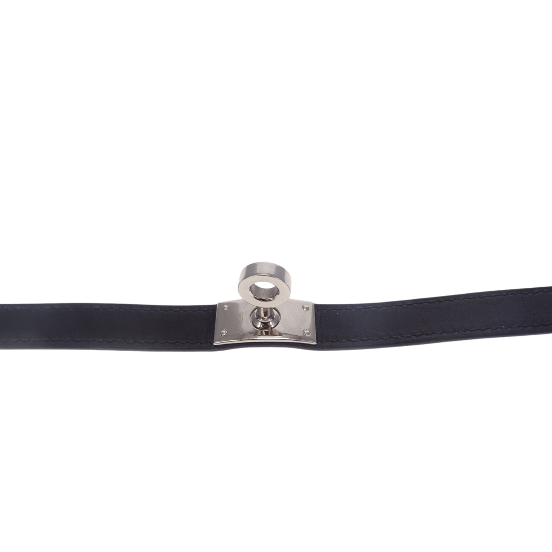 Hermes Black Leather Double Tour Kelly Bracelet