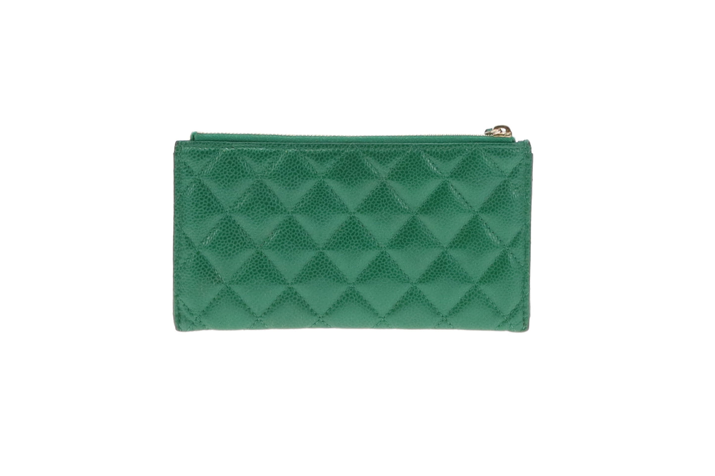 Chanel Emerald Green Caviar Long Coin Card & Note Wallet