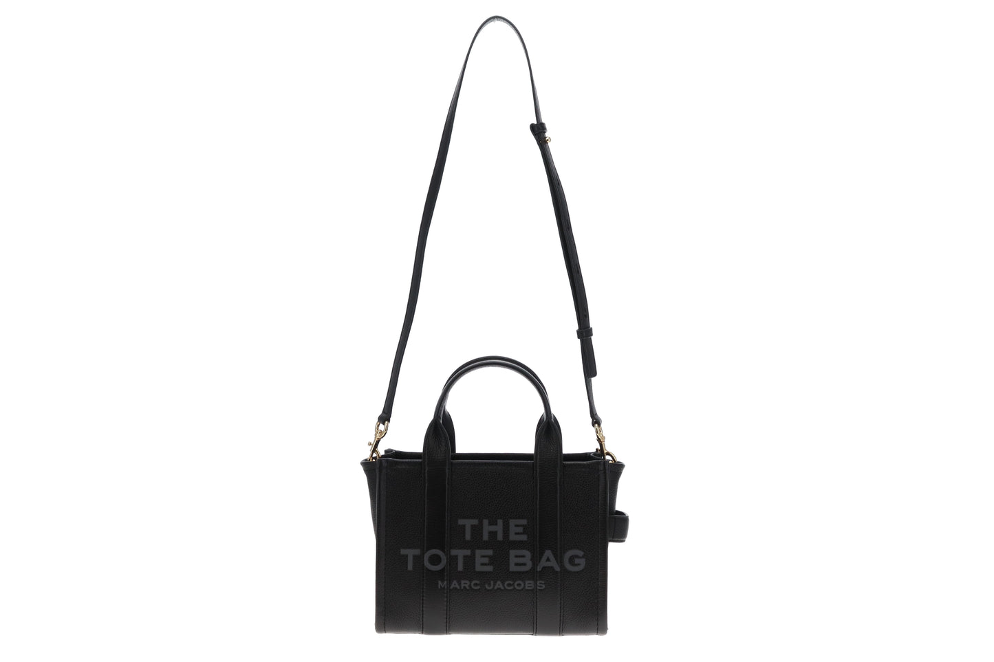 Marc Jacobs Black Leather The Tote Bag Small With Strap