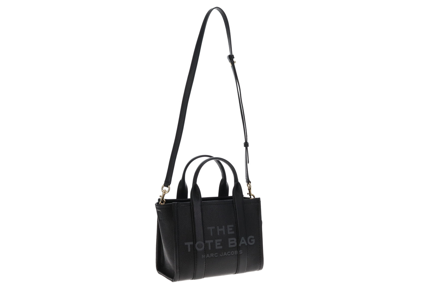 Marc Jacobs Black Leather The Tote Bag Small With Strap