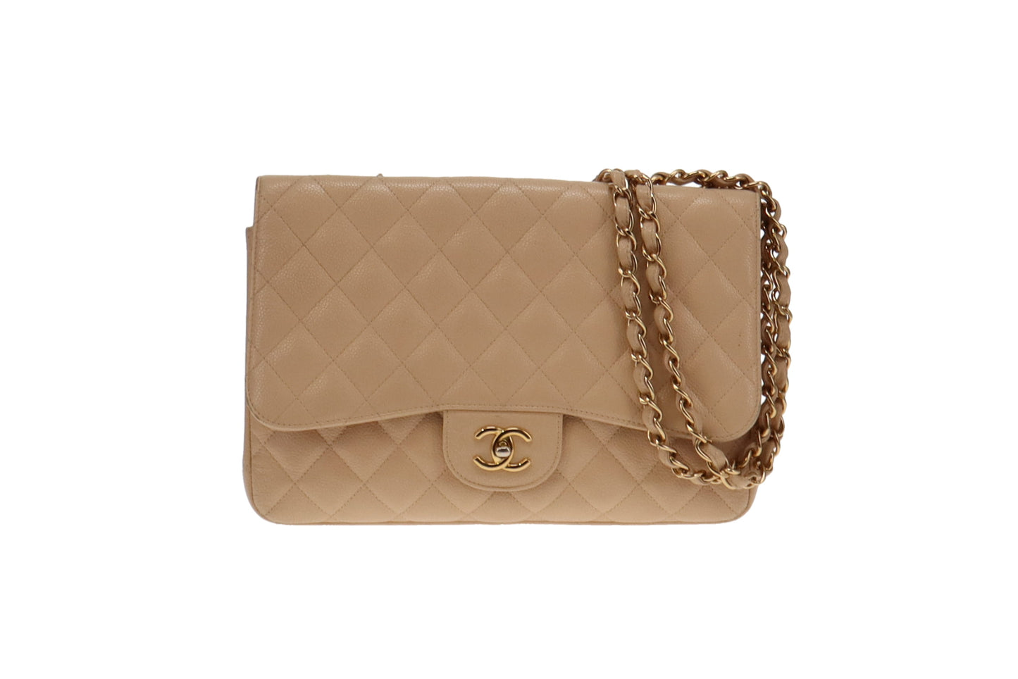 Chanel Beige Caviar and GHW Classic Jumbo Single Flap Bag 2009/10 (13 series)