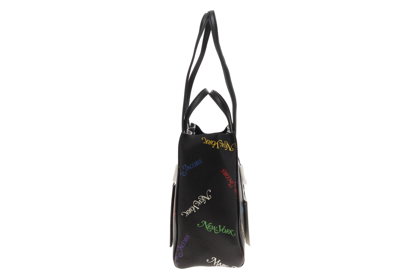 Marc Jacobs Tag Tote Bag 27 Black Leather Multi Logo